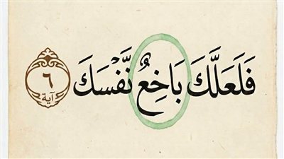 مامعني كلمه باخع  بالايه المذكوره فلعلك باخع نفسك